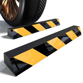 Garage Smith Parking Aid - Heavy Duty EVA Parking Stopper with Reflective Strips, No-Drill Peel & Stick Installation, Universal Fit for Cars, Trucks, SUVs (Includes Nails, 2-Pack)