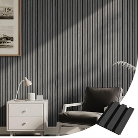 INMOZATA Acoustic Wall Panel Wood, Wood Slats Wall Panelling, 3D Wall Panels for Decorative&Sound Absorbing Acoustic Panels, Grey, 125x150mm, Sample