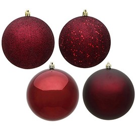 Vickerman 6" Burgundy 4-Finish Ball Ornament Set.Includes 4 Ornaments per Box.