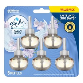 Glade Glade PlugIns Air Freshener Refill, Scented and Essential Oils for Bathroom and Home Fragrance, Clean Linen, 5 Count