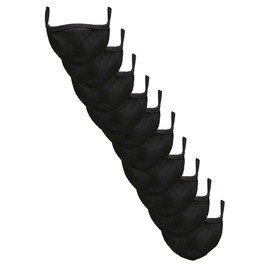 Build Your Brand Unisex Adult Cotton Face Mask, Pack of 10, Everyday Mask, Black, One Size, black