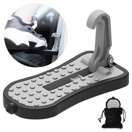 NATGIC Car Door Pedal, Car Doorstep Foot Pegs U Shaped Foot Pedal on the Roof Easy Access to Rooftop Antiskid Multifunction Universal Automobile Pedal with Safety Hammer Doorstep (16cm, Silver)