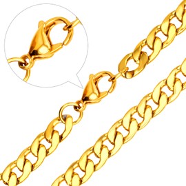 Daisy Philip 3mm 5mm 7mm 8mm CURB Mens Necklace Gold Chain Cuban - Stainless Steel Jewellery - Neck Link Chains for Men Man Women Boys Kids (50cm*3mm)