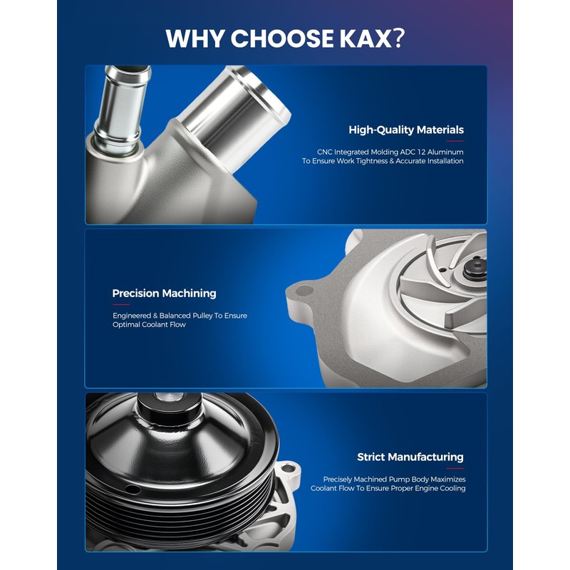 KAX Engine Water Pump With Gasket Fit for Ford Fusion