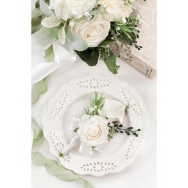 Floinla 1Pc Single Ivory White Boutonnieres for Men Wedding Prom, Artificial Calla Lily Sunflower Flower Groom and Groomsmen Boutonniere for Wedding Homecoming Ceremony, Party