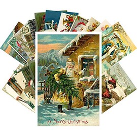 PIXILUV Vintage Postcards (24 pcs 4"x6" each) Bright Colourful Lights and Christmas Baubles on Trees Vintage Postcards Retro Greeting Card Book Illustration Reprint