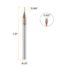 sourcing map Ball Nose End Mill 2 Flute 0.023" Diameter 1/8" Shank Tungsten Carbide Uncoated Spiral CNC Router Bits 0.069" Cutting Length Single End Ball for Carving Engraving Grinding