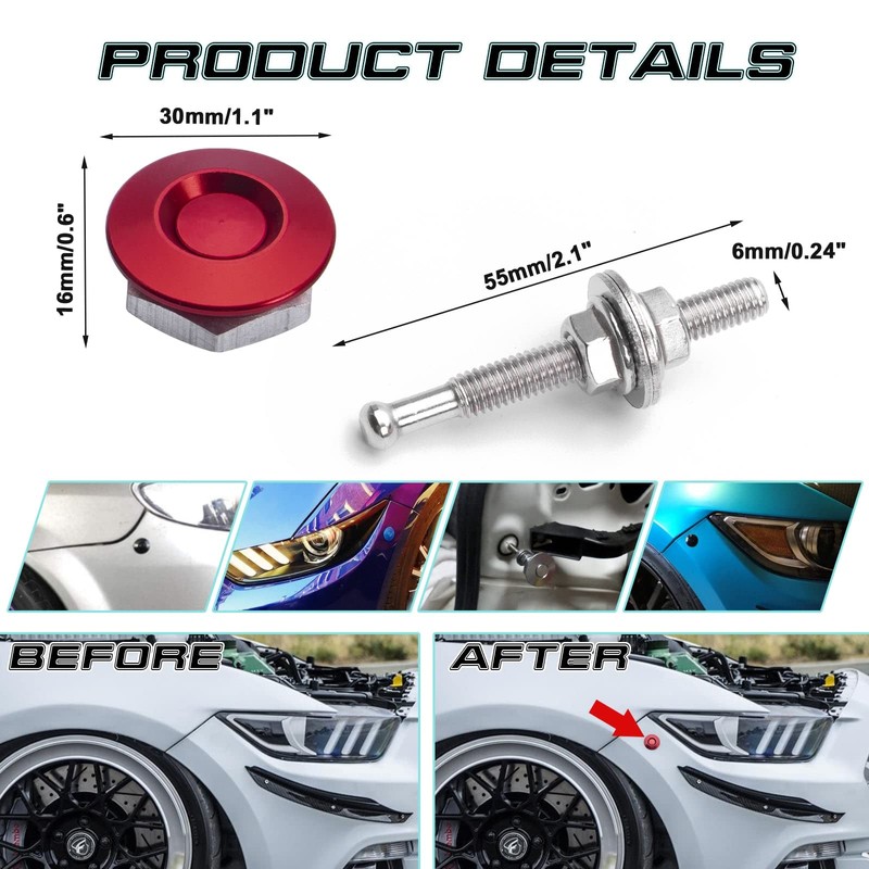 x xotic tech 4Pcs Bumper Hood Lock Lid Kit Push