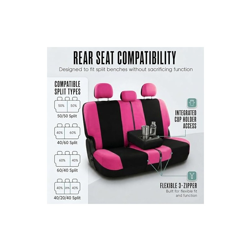 FH GROUP FB030PINK-COMBO Seat Cover Combo Set with Steering Wheel