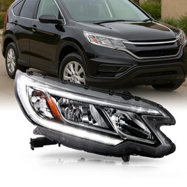 AKKON - Fits 2015-2016 Honda CR-V EX/EX-L/SE [Tube Bar] Chrome Headlight Headlamp Passenger Right Side w/LED DRL Model