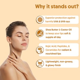 Aravi Organic Aravi Organic Lip Glowy Balm With SPF 50 PA+++ & Kojic Acid - Ceramide & Peptide - 0.1 FL Oz / 5gm