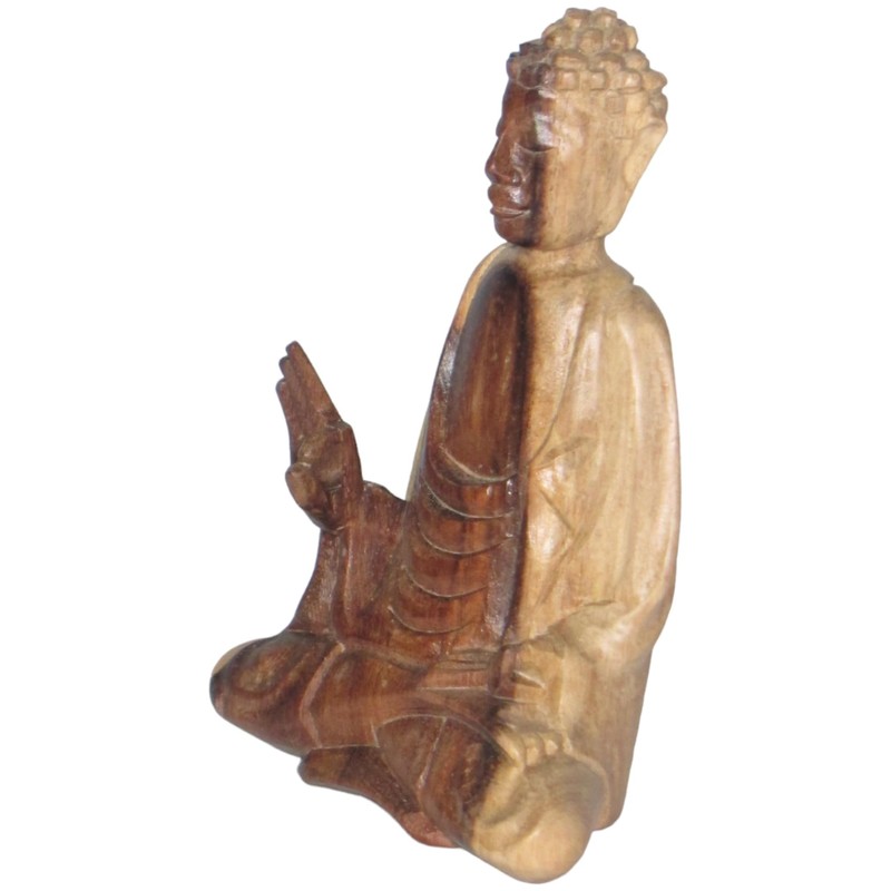 Brave Wings Hand Carved Wooden Decoration ~ Meditating Man 10.5cm