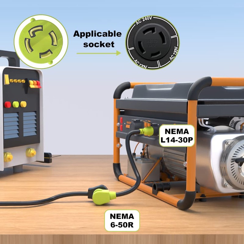 AOWEITOUR Generator Welder Adapter,NEMA L14-30P Male Plug to 6-50R Female