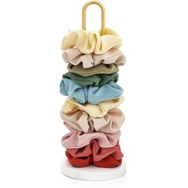 Mkono - Soporte para coleteros, organizador de accesorios para el cabello, color dorado y blanco, soporte para torre de 25 a 35 coleteros, moderno y vertical, organizador de corbatas para niñas, color