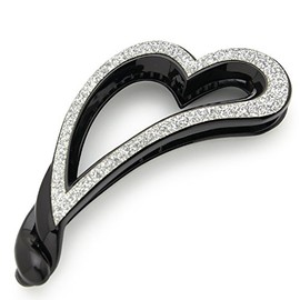 Bonaventure a20135h3 Sparkling Glitter Heart Banana Clip, Women's, Hair Accessories, Hair Clip, Hair Claw, Popular Brand, Hair Clip, Silver