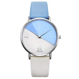 Shengke ladies' Watch, Women’s Creative Watch, Brand Watch, Mesh Dress Watch, Genuine Leather