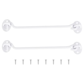 sourcing map 2Pcs 8 Inch Hook and Eye Latch, Barn Door Lock Privacy Hardware Stainless Steel Gate Lock for Window Cabin Hooks Sliding Door Bedroom Bathroom, White