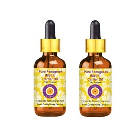 dve herbes Deve Herbes Pure Fenugreek (Methi) Oil (Trigonella foenumgraecum) with Glass Dropper | Cold Pressed | Natural | Undiluted | For Diluting Essential Oils | For Hair & Skin | Unisex | 100ml X 2 (6.76 oz)