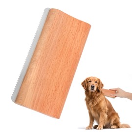 Fukaisu Dog Deshedding Brush, Wooden Pet Hair Shedding Brush with Fine Comb Teeth Ergonomic Pet Hair Removal Tool for Grooming Shedding Dog Cat Horse Rabbit