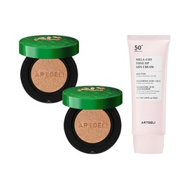 Artdeli Galbadum Cover Cushion Green No. 23 x2 + Artdeli Sunscreen 50ml / 아트델리 갈바덤 커버쿠션 그린 23호 x2 + 아트델리 선크림 50ml