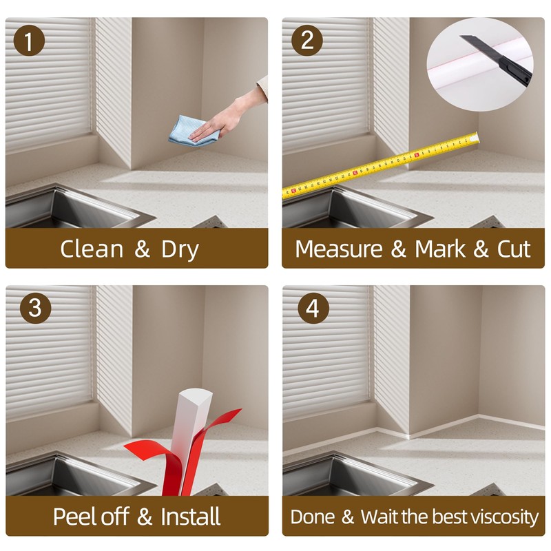 GCJUYA Flexible Quarter Round Molding, Wall Trim Peel and Stick,