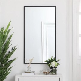 Atlin Designs Modern 36" x 20" Contemporary Metal Frame Mirror in Black