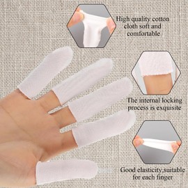 100PCS Cotton Finger Protectors,Finger Cots,Thumb Bandage,Finger Bandages Tubular,Finger Stall,Thumb Protector,Finger Covers,Reusable,Absorb Sweat,for Work Kitchen Flexible Finger Protection