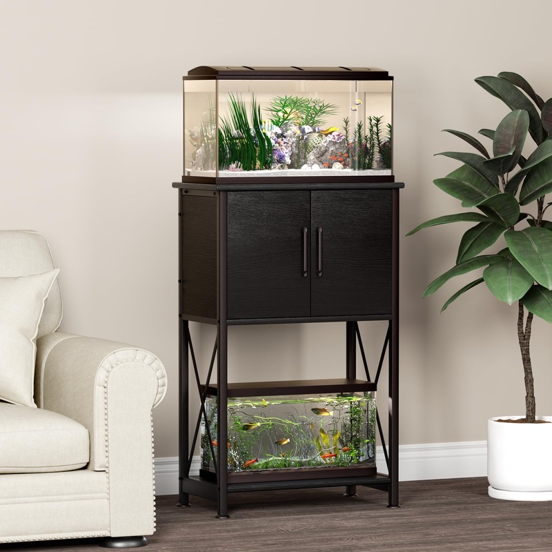 Herture 5-10 Gallon Fish Tank Stand, Metal Double Aquarium Stand
