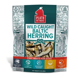 PLATO Pet Treats Air Dried Dog Treats Baltic Herring Dog Treat, Real Fish, Grain-Free, Baltic Herring, All Natural, Single Ingredient Fish, 3oz