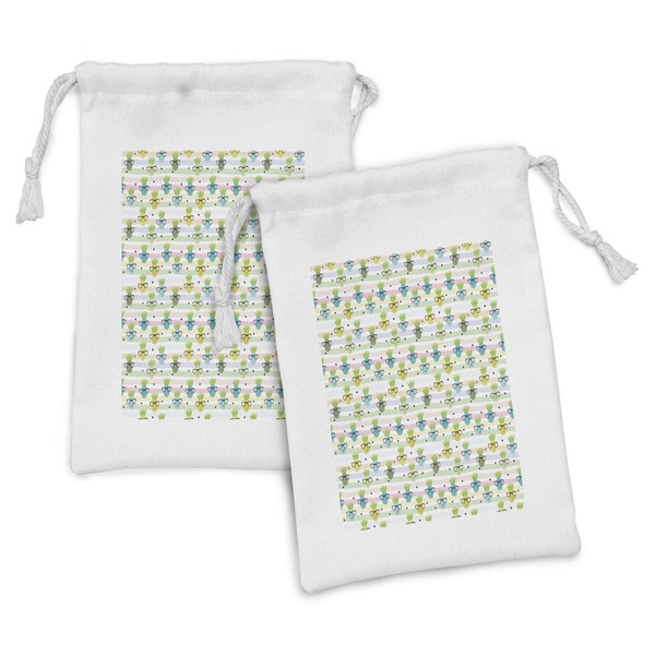 Ambesonne Hipster Fabric Pouch Set of 2, Doodle Pineapple Pattern