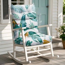 Uthem Rocking Chair Cushion, Waterproof Chairs Cushions for Adirondack Chairs Patio Chair High Back Thicked Cushions Outdoor and Indoor with Ties, Green Leaf