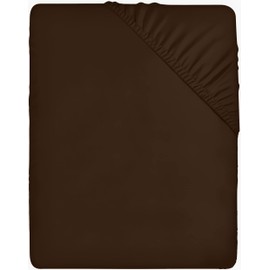 Utopia Bedding Fitted Sheet Double, Brown - Deep Pocket 14 inch (35 cm) - Easy Care - Soft Brushed Microfibre Fabric - Shrinkage and Fade Resistant - Bottom Sheet