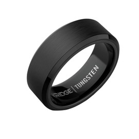 The Ridge Royal Black Beveled Ring Comfort Fit Wedding Band - 10.5