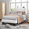 Feonase Twin Platform Bed Frame, Velvet Upholstered Wingback Bed Frame,