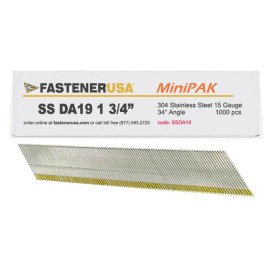 FastenerUSA 1-3/4" DA19 ANGLE FINISH NAILS 15GA 304SS 1,000ct | SSDA19
