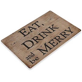 Tinworld Tin Sign Eat Drink Be Merry Rustic Beach House Cottage Farm Kitchen Metal Sign Decor A059