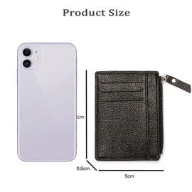 RisePlus Slim Wallet with RFID Protection, Card Case, Men's Mini Leather Wallet, Wallet with Coin Compartment, 5 Card Slots & Magic Wallet, Small, Thin and Practical for Everyday Use, Brown-004