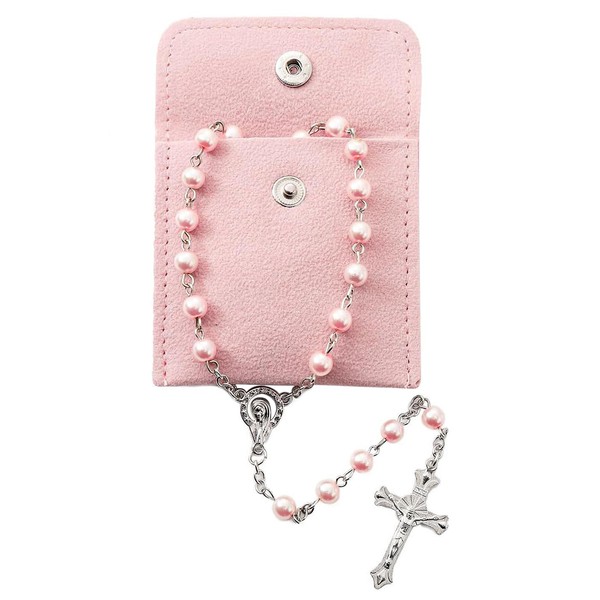 Rosary Catholic Necklace, Faux Pearls Bead and Cross, Graceful Prayer