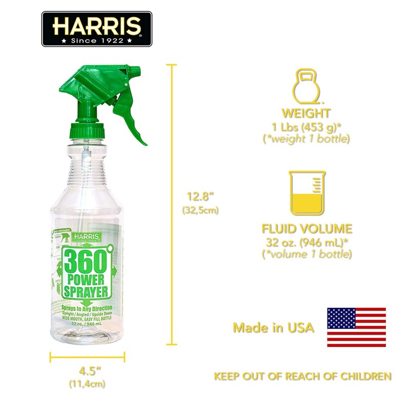 HARRIS Professional Wide Mouth 32oz Empty Spray Bottles for Cleaning
