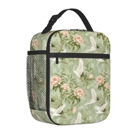 Plistiz Elegant Cranes and Peonies Lunch Box for Women Men, Insulated Lunch Box, Reusable Lunch Bag for Office, Work, Picnic, Travel