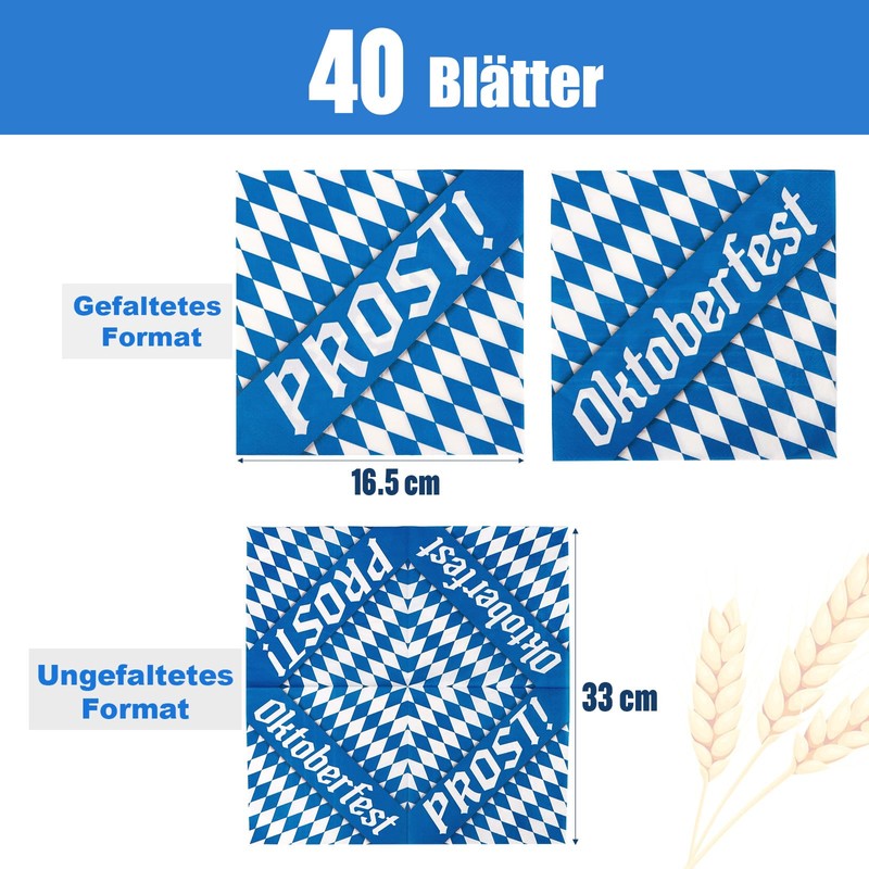 MEJOSER Pack of 40 Oktoberfest Decorative Napkins 33 x 33