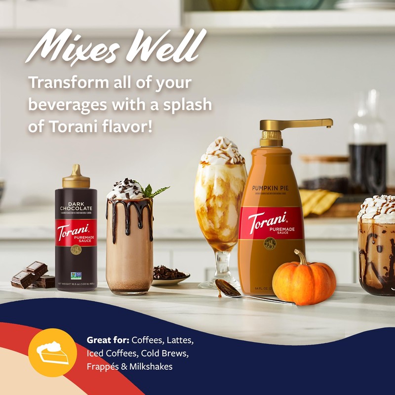 Torani Puremade Pumpkin Pie Sauce for Coffeehouse Drinks and Desserts,