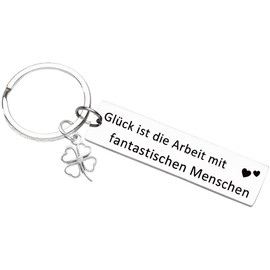 Tecreo Gift for Employees Colleagues Happiness is Work with Fantastic People Keyring for Colleagues Thank You Gift Retirement Gifts for Women Men, silver, M