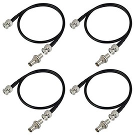 RS - Kit de cable de extensión de antena coaxial BNC premium para micrófonos inalámbricos, cables de núcleo de cobre blindados con conectores mamparo (paquete de 4)