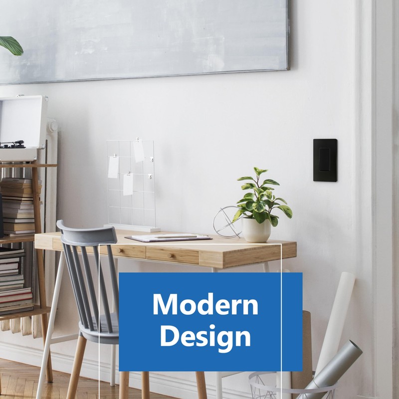 LIDER Black Minimalist Decorator Switch, Frameless Light Switch, On/Off Rocker