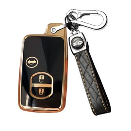 ontto TPU Car key fob cover Fit for Toyota 86 Crown Mark X Camry Prius Wish Ractis Avensis Aqua IQ Vitz Land Cruiser for Subaru Key case Key bag Shell keyring Key Holder keychain Accessories Black