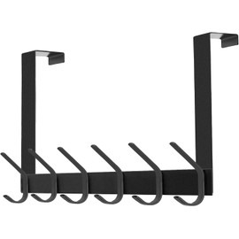DOKU HOME DOKU Over The Door Hook, Heavy Duty Over Door Hanger Holder for Coat Robe Hat Clothe Towels Hanging, Bathroom Organizer Towel Rack 12 Hooks, Matte Black