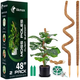 2 Pack Moss Pole - 48'' Bendable Moss Pole Monstera Plant Support - Moss Pole for Plants Monstera - Moss Poles for Climbing Plants - Plant Stakes Plant Sticks Support Trellis