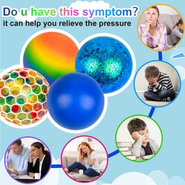 FOHYLOY Stress Ball, Pack of 4 Anti-Stress Balls for Children and Adults, Squishy Anti-Stress Ball, Anti-Stress Toy, Sensory Fidget Toy, Hand Trainer, Massage Balls, Anti-Stress Gifts