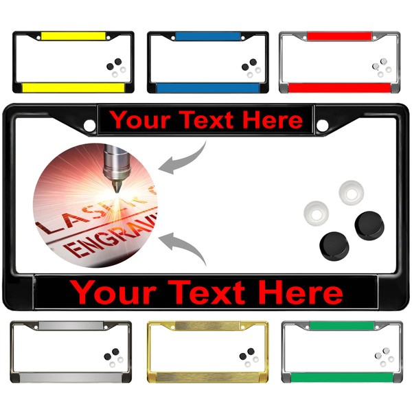 Custom Personalized Black Powder-Coated Metal Laser Engraved Standard Size -